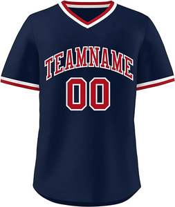 Calidad transpirable jóvenes adultos hombres cuello redondo botón abajo 2025 personalizado sarga sublimada camisetas de béisbol - Product Image 1