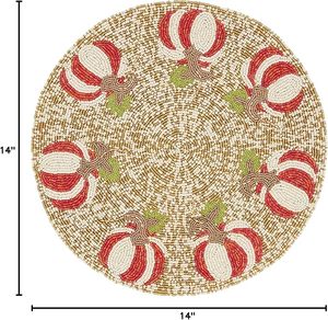 Classic Festive Glass <b>Beaded</b> Pumpkin Shaped <b>Placemat</b> for Special Occasions Housewarming Thanksgiving Christmas Weddings More - Product Image 6
