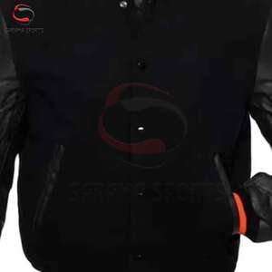 Chaqueta Varsity de Manga Larga con Diseño Personalizado de Alta Calidad, Cuello Alto, Relleno de Algodón, Tejido de Punto, para Uso Casual - Product Image 5