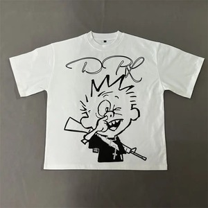 เสื้อยืดผ้าฝ้ายแนวสตรีทพิมพ์ลายพัฟดีทีจีวินเทจเสื้อยืด300gsm ผู้ชายเสื้อยืดบ็อกซี่ - Product Image 1