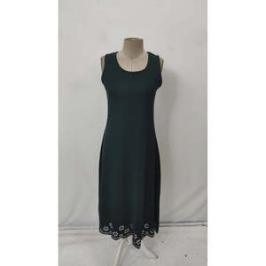 Vestido midi de crepé importado con estampado floral cortado a láser sin mangas para mujer, 34055 - Product Image 5