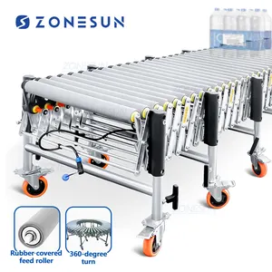ZONESUN ZS-FCR600 자동 전원 고무 커버 유연한 V-리브 롤러 소모품 컨베이어 종이 판지 상자