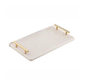 Plateau de service en pierre blanche de haute qualité pour la décoration de la maison et la décoration de centre de table de mariage, plateau de service alimentaire décoratif. - Product Image 2