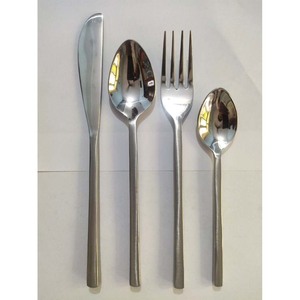 Couverts de cuillères et fourchettes modernes en argent poli, Portugal, élégant, mat, Design torsadé, couteaux et cuillères à poignée, ensemble de couverts - Product Image 3