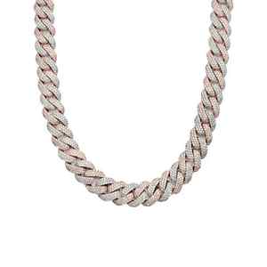 Collar cubano de diamante de moissanita de corte de Plata de Ley 925 Premium, cadena fina de estilo Hip Hop con configuración completamente pavimentada para regalo - Product Image 1