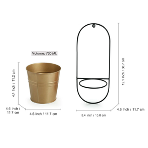 Jardinières suspendues en métal doré et fer Ensemble de design rond Décoration de la maison Jardin Balcon Chambre Utilisation polyvalente de pots de fleurs - Product Image 5
