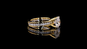 Lab Grown Diamond Solid Gold Bridal <b>Ring</b> Set Round Solitaire Eternity Wedding <b>Band</b> (3-in-1 Wear) Engagement Anniversary Gift - Product Image 3