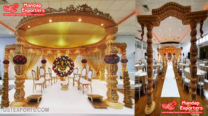 Mariage exclusif Anaya Mandap en bois London Maharani mariage piliers en bois Mandap cérémonie de mariage Mandap en bois sculpté USA - Product Image 5