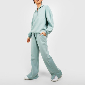Wholesale Oversized Women’s Sweatshirt & Trouser Tracksuit <b>Set</b> – Half Zip Gym Sweat Suit for Women New Arrival - Product Image 3