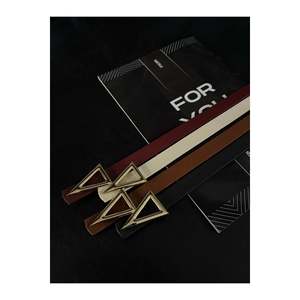 Set di 4 Cinture Casual da Donna con Fibbia Triangolare in Lega per Pantaloni, Giacche e Vestiti - Nero, Marrone, Beige, Bordeaux - Product Image 1
