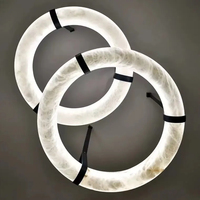 Yihao moderne marbre anneau LED lustre minimaliste albâtre laiton luminaire pour salon salle à manger chambre personnalisable