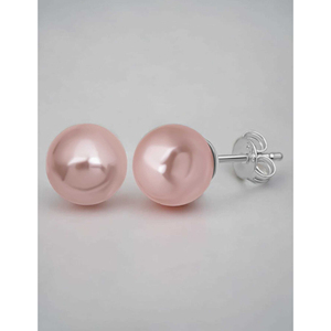 Nouveauté : Boucles d'oreilles Azuris en argent sterling 925 avec perle de coquillage rose de 8 mm, forme impeccable, modèle ALPALI2003, provenance Turquie - Product Image 5