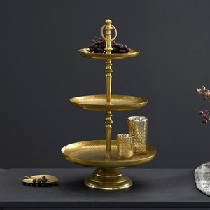 Gold Finished Metal 3 Tier Gold <b>Cake</b> <b>Stand</b> Luxury Home Tabletop Decorative Desert Serving Metal <b>Stand</b> - Product Image 3