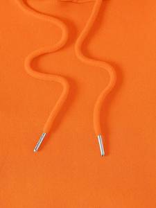 Jersey naranja de gran tamaño unisex, de algodón grueso Sudadera con capucha, Polar, informal, con hombros caídos, holgado, ropa de invierno ecológica - Product Image 4