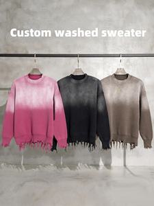 Vente chaude hommes Streetwear lourd Vintage en détresse sweat surdimensionné acide lavage pull sweat pour hommes - Product Image 2