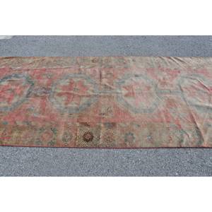 Alfombra turca Vintage de 4 pies, 7 pulgadas x 11 pies y 8 pulgadas, diseño de retales rojo y azul, tejido plano, respaldo de látex de lana para decoraciones de sala de estar - Product Image 3