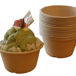 Recipiente de comida para llevar biodegradable desechable de 1000ml, embalaje de ensalada de papel, tazón de postre de helado congelado