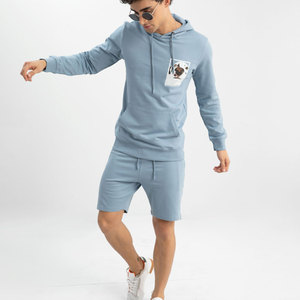 Venta caliente Hombres Invierno Deportivo Transpirable 100% Algodón Sudadera con capucha Conjuntos cortos Jersey personalizado Unisex Secado rápido - Product Image 1