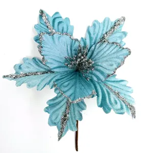 Christmas Decorative cutting supplier Christmas tree ornament Artificial blue flower branch