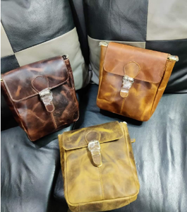 Sac bandoulière vintage en cuir véritable fait main, style messager vieilli, sacoche de voyage pour hommes et femmes, usage quotidien décontracté - Product Image 3