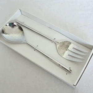 Juego de Servidores de Ensalada Decorativos Indios de Lujo, Hechos a Mano, de Acero Inoxidable y Resina, Aptos para Lavavajillas, Cubiertos para Fiestas, Acabado Pulido Brillante en Níquel - Product Image 1