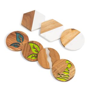 Marble Acacia Wood Coaster For Home Kitchen Office Or <b>Christmas</b> Housewarming For Table Use Stylish Cups and Drinks Holder - Product Image 6