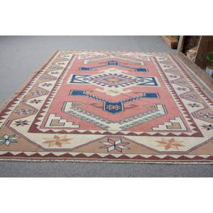 Tapis Kilim turc vintage 5.5 x 7.3ft rouge bleu Patchwork Design fait à la main tissage plat support en Latex pour couloir espace Rectangle - Product Image 3