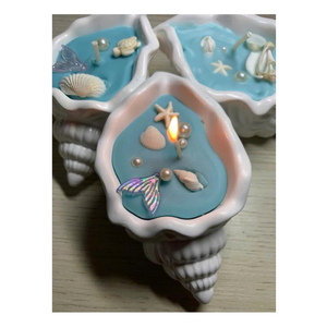 Vela de Concha Marina con Tema Oceánico Hecha a Mano con Conchas Naturales, Crea un Ambiente Costero Tranquilo en el Hogar - Product Image 5