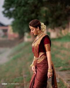 Tela de Piel Sintética de Lichi Suave, Estilo Cultural de Maharashtra, la Más Vendida y Moderna, con Hermoso Borde Jacquard Artístico, para Fiestas de Invierno - Product Image 2