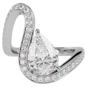 Bague de mariage de luxe pour femme, tendance et décontractée, en or rempli 18 carats, plaqué or, avec moissanite naturelle taille brillant 3 carats, certifiée IGI - Product Image 2