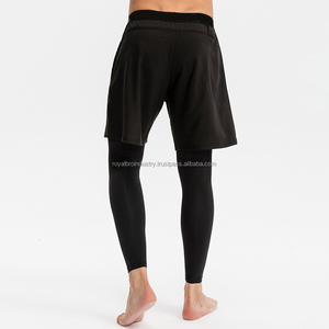 Pantalones Cortos Deportivos 2 en 1 para Hombre, Transpirables, de Secado Rápido, Elásticos en 4 Direcciones, Cintura Alta, Sólidos, Casuales, con Cordón Ajustable, para Correr, Gimnasio y Fitness, con Leggings Ajustados - Product Image 4