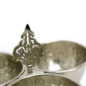 Ensemble de 3 plats pour table de mariage, service de traiteur, serveur de plats, design de qualité supérieure, finition antique, bol contenant de grands fruits - Product Image 2