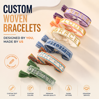 Bracelets d'amitié bohèmes personnalisés en gros, faits à la main, en tissu, avec perles, broderies et pompons, pour femmes