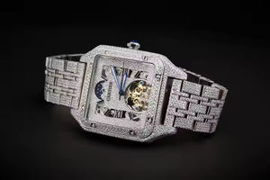 Montre de luxe élégante en diamant Montre à quartz en diamant Cadran carré de style hip-hop Diamant moissanite pour hommes - Product Image 2