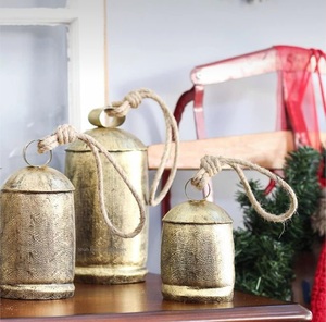 New Design Handcrafted Metal <b>Cow</b> Bells With Rustic Gold Finished Used for Hanging Decor Religious <b>Ornament</b> <b>Cow</b> Bell - Product Image 3