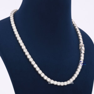 Custom Tennis Chain Jewelry 925 Sterling Silver 6 MM White D Color Round Cut Moissanite <b>Diamond</b> <b>Necklaces</b> <b>For</b> Women - Product Image 1