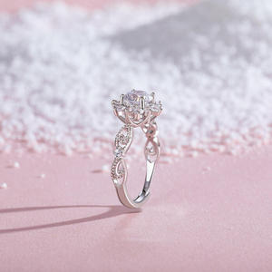 Jeulia Vintage Halo <b>Snow</b> Open Ring-Milgrain Sterling Silver Round Cut Gemstone Fashion Ring - Product Image 5