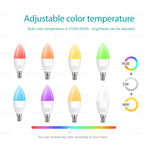 <span class=keywords><strong>Lampadina</strong></span> LED <span class=keywords><strong>a</strong></span> <span class=keywords><strong>Candela</strong></span> WiFi Tuya Smart E14 5W 450LM RGBCW 16 Milioni di Colori Controllo Vocale Alexa Google AC85-265V PST-WFC37 - Product Image 5