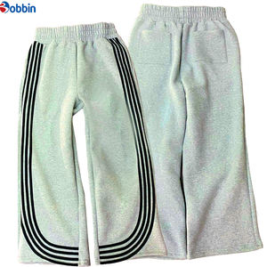 Pantalon de survêtement à rayures personnalisé pour homme, style décontracté tendance, style streetwear, pantalon large ample en coton tricoté, pantalon de jogging évasé - Product Image 4