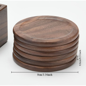 Ensemble de dessous-de-verre en bois durables et résistants à la chaleur, ronds, pour table, café, thé, vin, verre, usage domestique et de bureau - Product Image 2