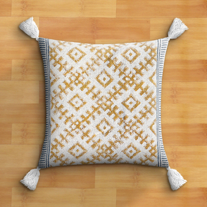 Belle housse de coussin de Style Rajasthani fil doré broderie Floral Design moderne oreiller pour la maison salon jardin - Product Image 3