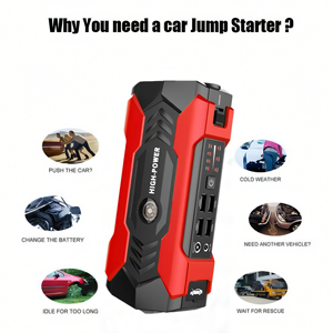 เครื่องจั๊มพ์สตาร์ทกำลังสูง 10000mah 800A 12V แบตเตอรี่ลิเธียมแบบพกพาสำหรับรถยนต์ พร้อมปั๊มลมและที่สูบลมยาง  แบตสำรอง - Product Image 3