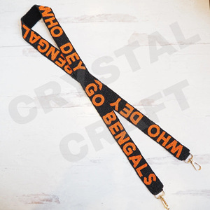 Multi Customized White Gold Seed Bead Bag Straps 'Hook Em Horns' Fashionable Accessory Beaded Purse Strap - Product Image 6