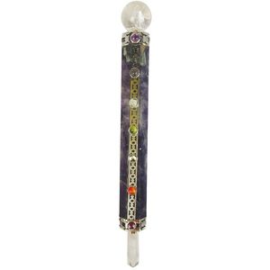 Natural Amethyst <b>Crystal</b> Quartz Healing <b>Wand</b> with 7 Chakra Stones Reiki Energy Tool for Spiritual Healing - Product Image 2