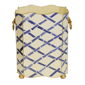 Poubelle faite à la main en fer métallique avec design moderne classique plaqué or, parfaite pour une utilisation intérieure et extérieure élégante - Product Image 1