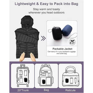 Veste matelassée légère pour femmes grande taille, veste d'hiver chaude et pliable, avec capuche imperméable et coupe-vent - Product Image 4