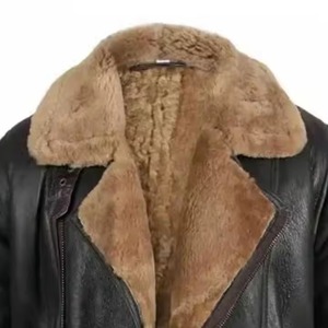 2025 Top Selling <b>Men</b> Winter <b>Sheepskin</b> Leather <b>Jacket</b> Best Quality Fur Collar Leather <b>Jacket</b> Breathable Leather <b>Jacket</b> - Product Image 4