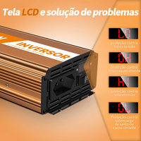 Convertisseur Onduleur Monophasé HOULI 12V-110V pour Voiture/Camping-car/Maison, Onde Sinusoïdale Modifiée 1000W-2000W, 24V-48V-60V-72V vers 12V-220V 50/60Hz pour Usage Domestique
