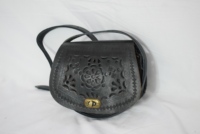 Sac à bandoulière vintage en cuir véritable sculpté géométriquement pour femmes, modèle Moroccansoul 765