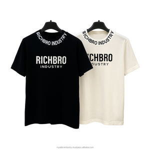 T-shirt court Boxy surdimensionné High Street pour hommes Tissu tricoté respirant de haute qualité à épaules tombantes personnalisable - Product Image 2